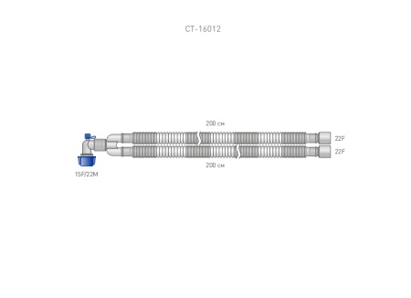 Контур растягивающийся для взрослых, длина 200 см, диаметр 22 мм, угловой коннектор с портом СО2