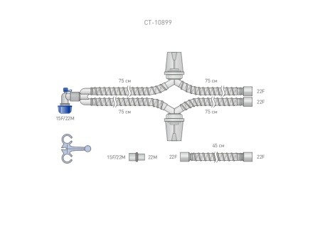 Контур гладкоствольный для взрослых, диаметр 22 мм, параллельный, длина 1,8 м, 2 влагосборника