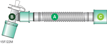 Соединитель гибкий угловой гладкоствольный с вертлюжным угловым коннектором с портом для санации